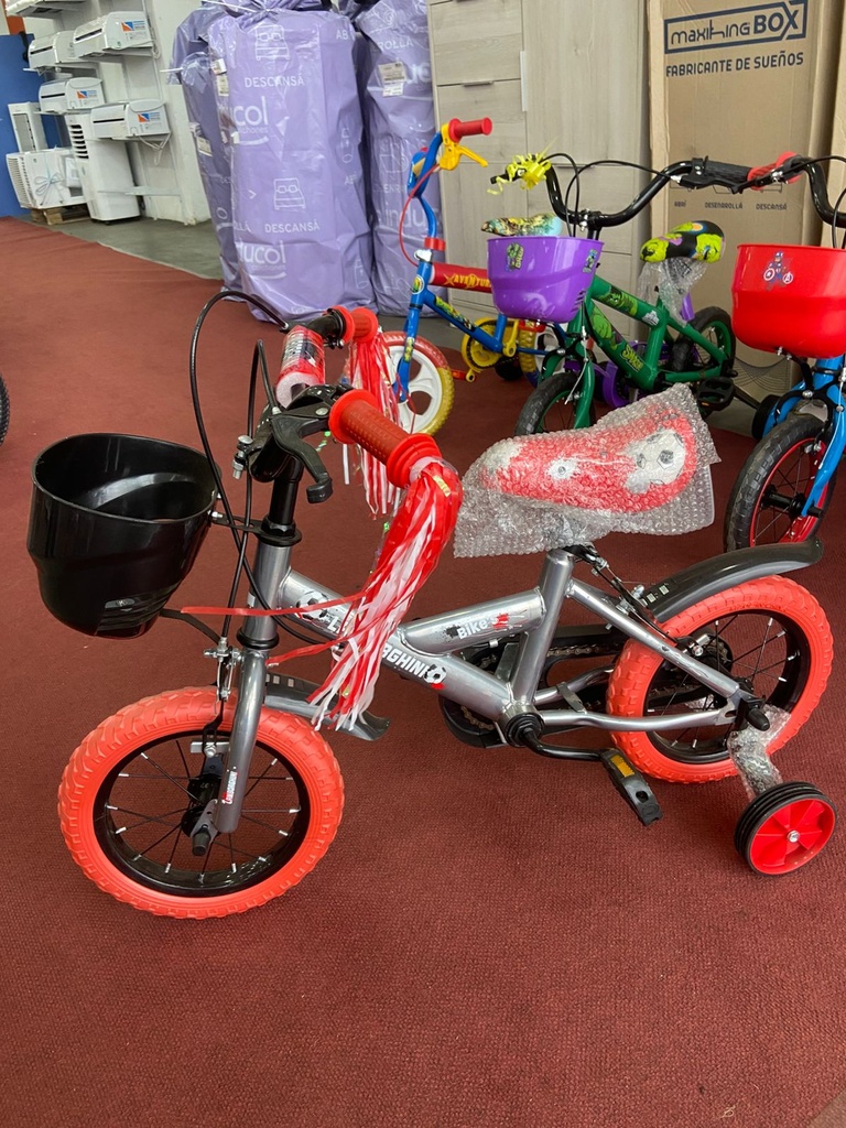 Bicicleta rodado 12 STK Retro con canasto -gris (Lamborghini) 