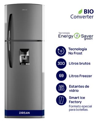 SP-Heladera 300Lts Drean RDA300FBRT No frost con dispenser-Puerta Gris/Lat Oscuro