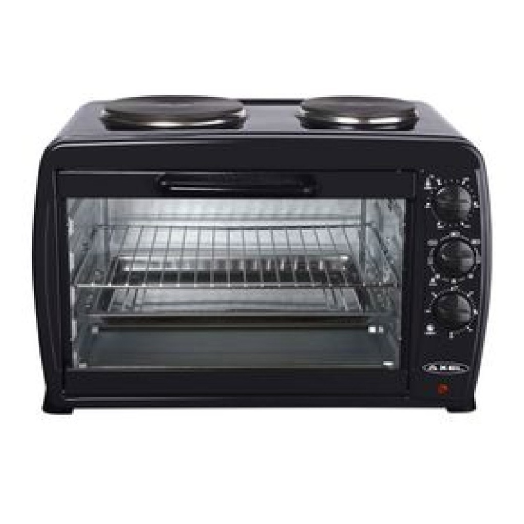 PS-Horno elec 045lts Everest EV-45H negro 1800w con 2 hornallas 700 y 1200w