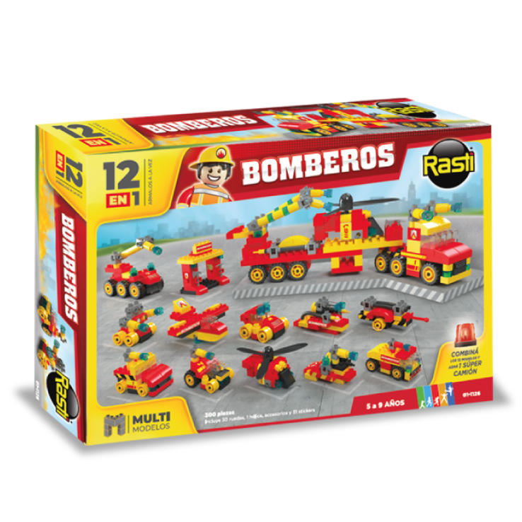 Juguete Ladrillos Bomberos  Rasti- 12en 1 MultiM