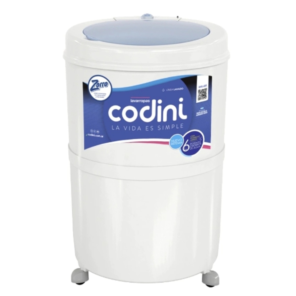 Lavarropa comun Codini 7 prog Blanco- carga y desc