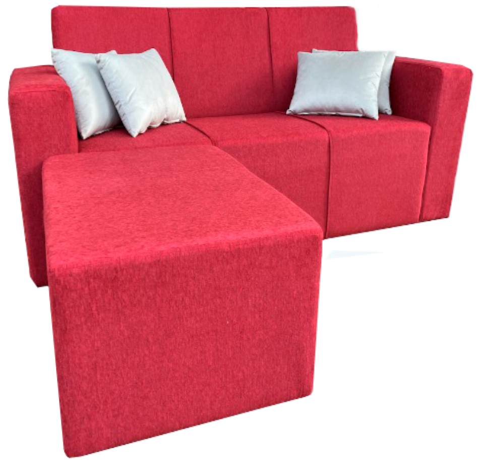 Living SF LL Caracas 3+puf pana rojo 
