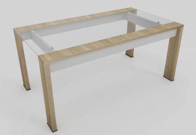 Mesa Volentiera Awen Camelia 90X180 Tapa vidrio