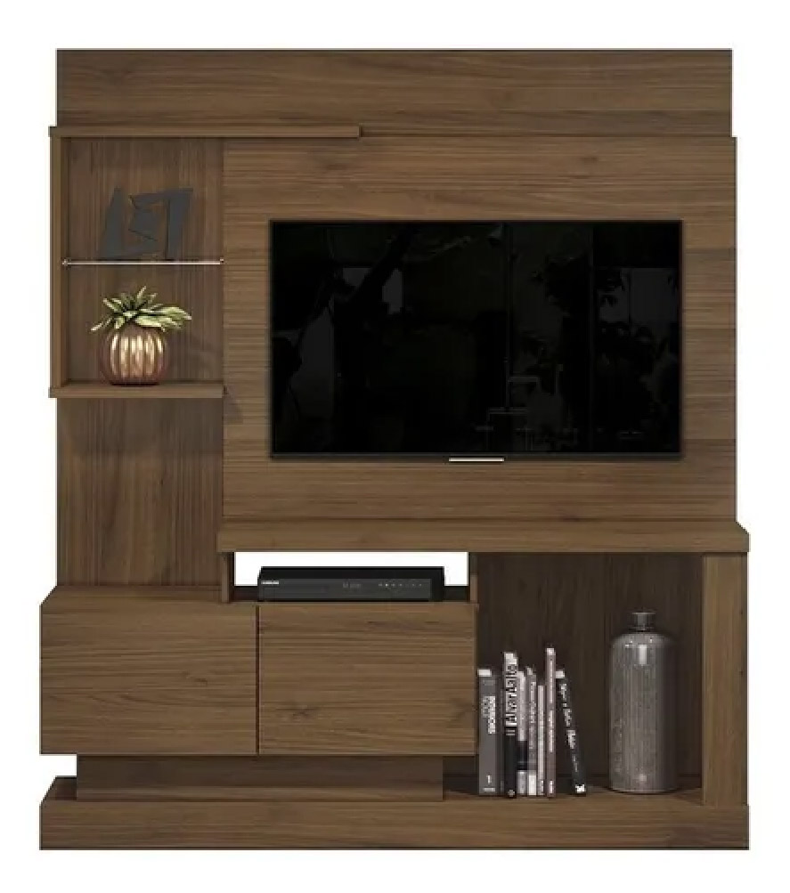 Modular 1.60 Delos Turin  Melamina Nogueira-P/ TV 50"/Terminado