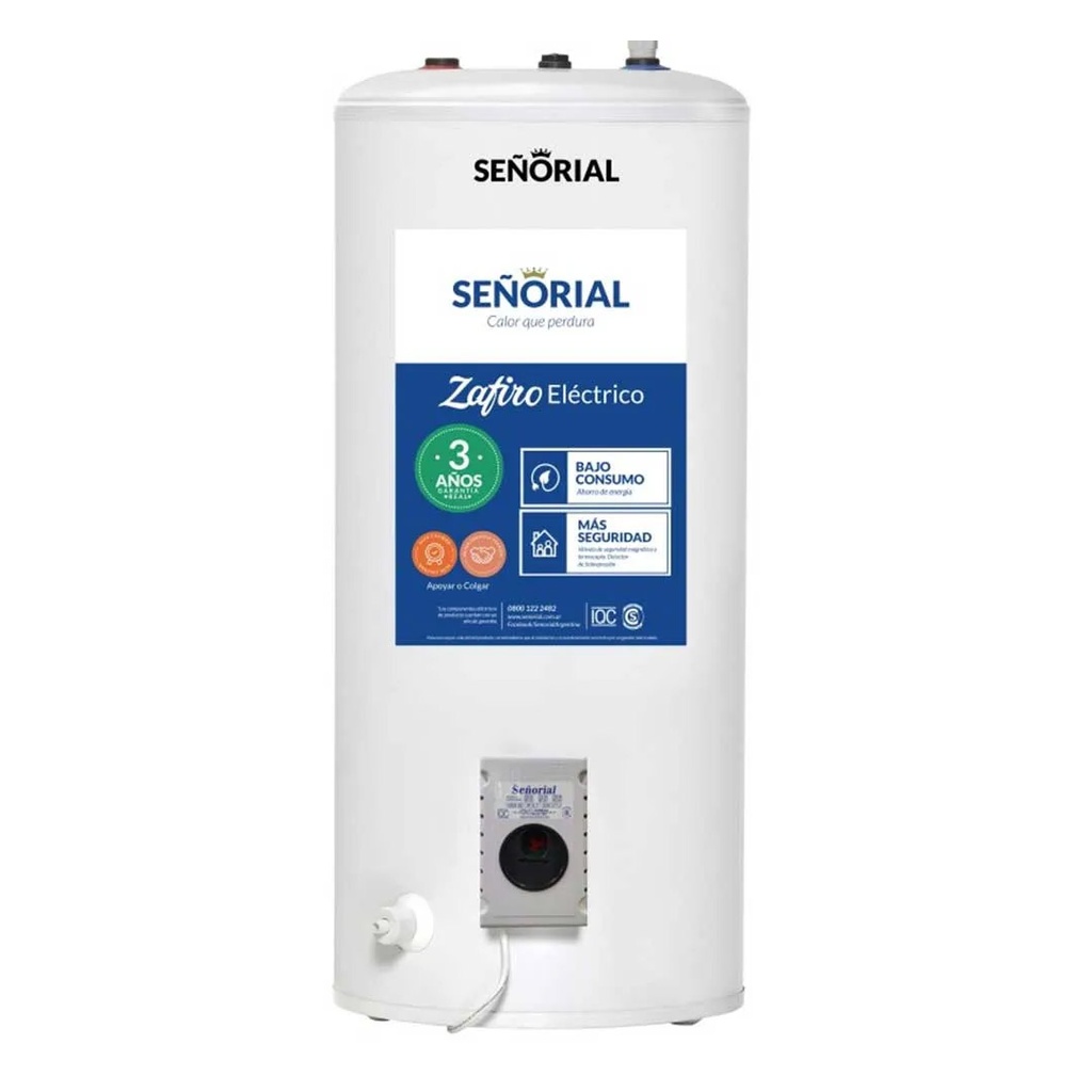 Termotanque elec 95lts Zafiro Señorial TESZP-95 carga superior 