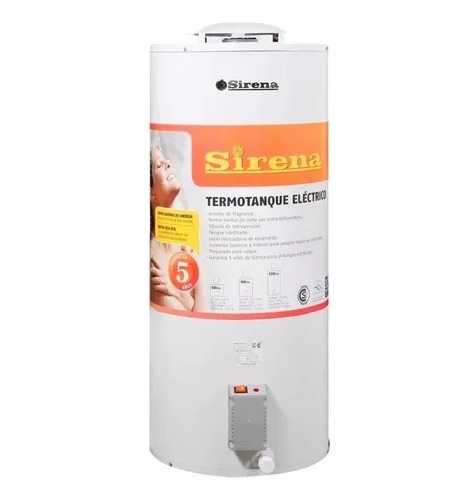 Termotanque elec 90lts Sirena TE-90 Blanco carga sup/inf