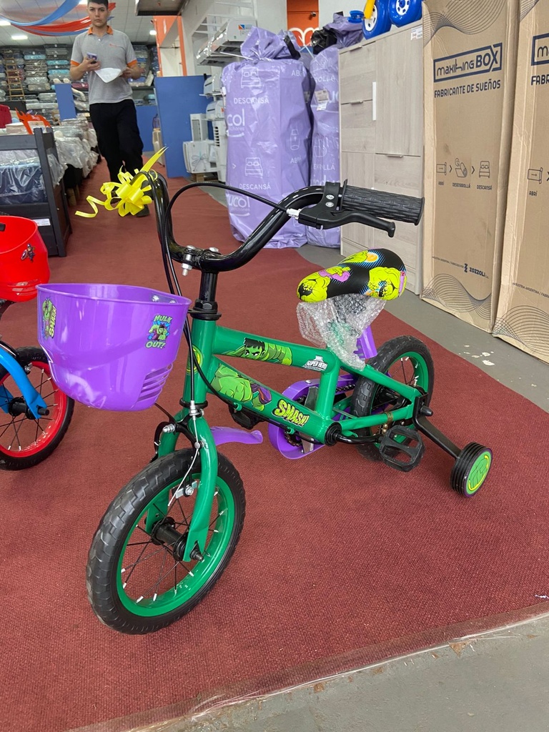 SP-Bicicleta rodado 12 STK Rueda de goma -verde (Hulk)