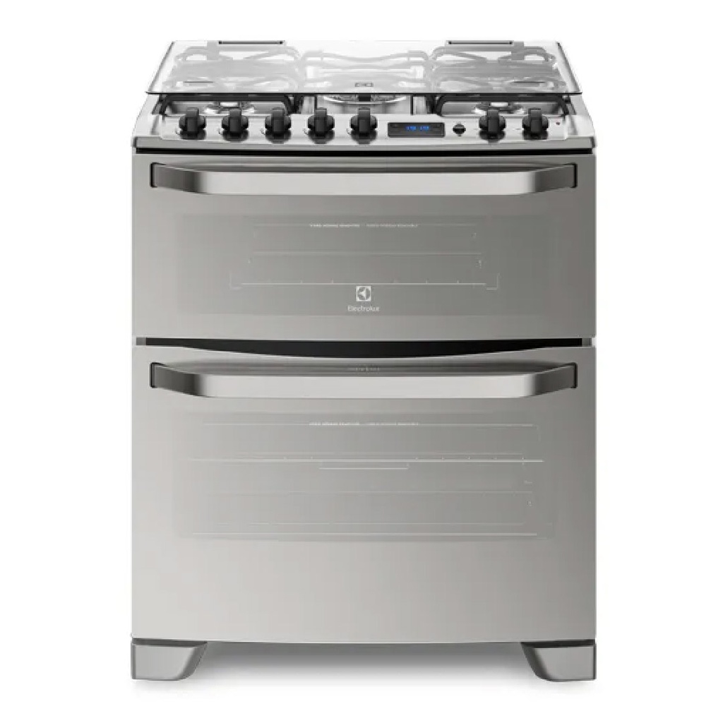 Cocina gas 5H Electrolux 76DXR Acero c/enc 2 hornos