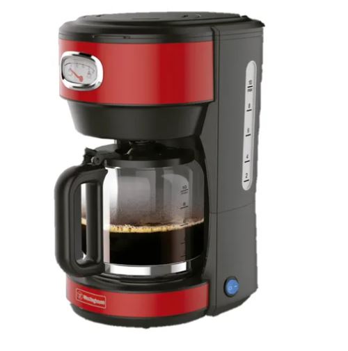Cafetera Retro 1.25L 1000w c/filtro removible-Roja indicador de preparacion