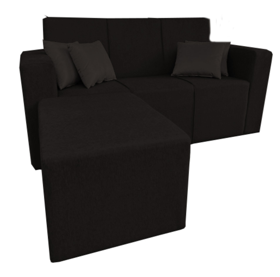 Living SF LL Caracas 3+puf pana - negro 