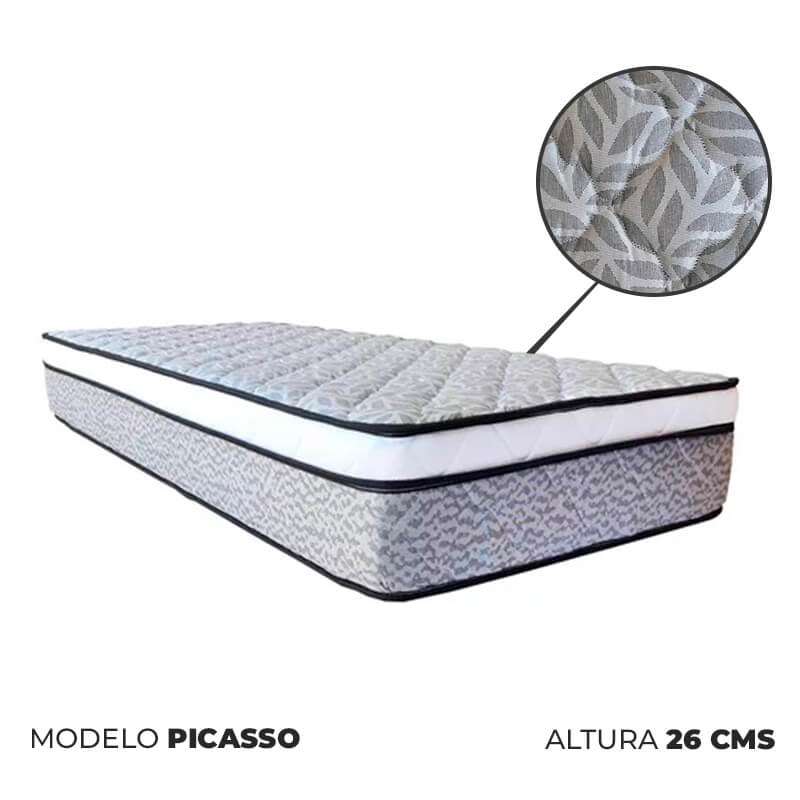 Colchon 060kg esp Picasso Maxiking 80x190 x26 jackard garantia 1 año