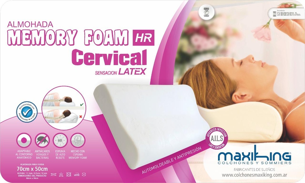 Almohada Visc Cervical antipresion 70x50 19103-maxiking