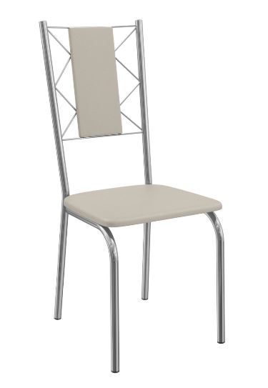 Combo silla Delos Lisboa X4 caño cromado asiento tapizado beige-4C076CR