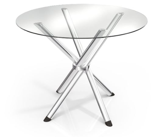 Mesa Redonda Vidrio 95cm base Cromada Delos-TAV9561-IN/M008-CR