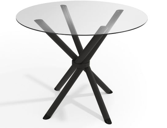 Mesa Redonda Vidrio 95cm base Negra Delos-TAV9561-IN/M008-PRF