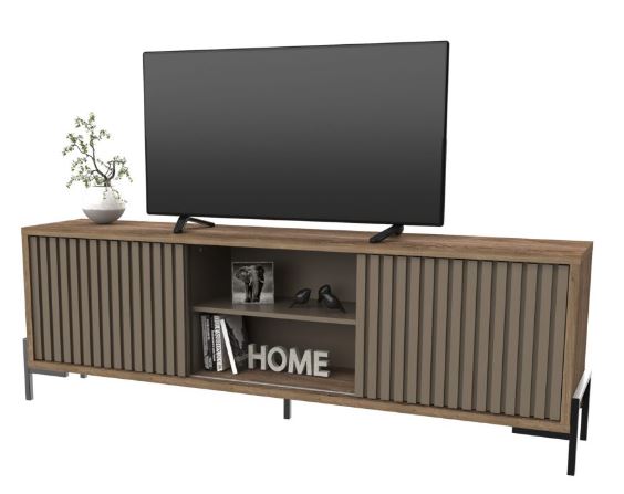 Rack TV Varillado delos con 2 puertas DRO08RDGA-roble/Terminado