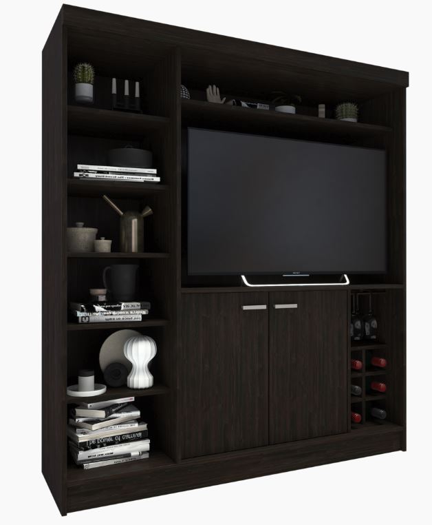 Modular 1.60 Bristol Delos C/Bodega P/ TV 50" Roble Termo Negro- DL861RT/Terminado