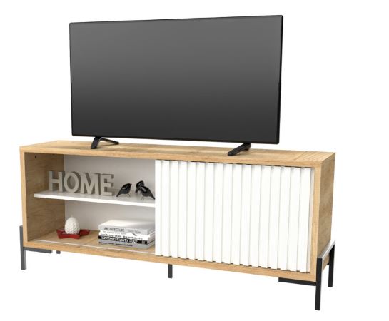 Rack TV Varillado delos con 1 puerta DRO10RNBL- roble natural