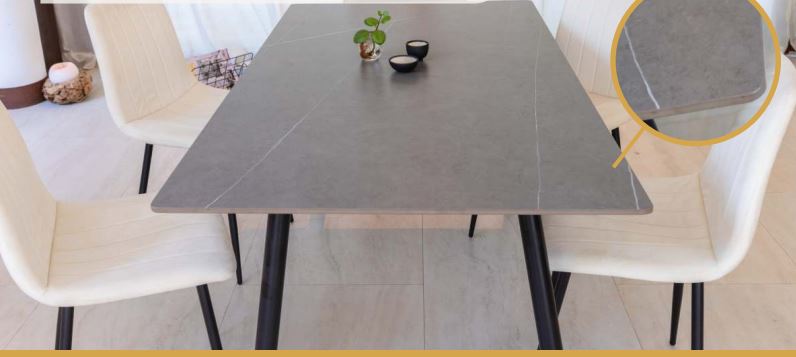 Mesa Avelino Zoe 160x90x76 T. piedra simil natural gris-caño negro   
