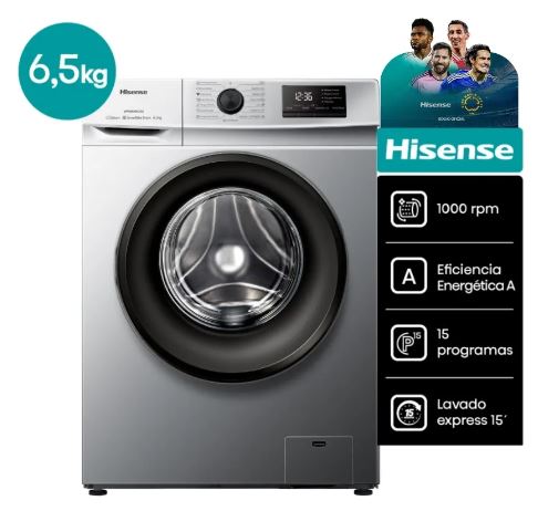 SP-Lavarropa 6.5kg 1000rpm WFMB6510SU Hisense- Gris 