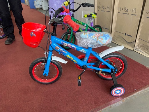 Bicicleta rodado 12 STK Retro con canasto -celeste (Cap. America) 