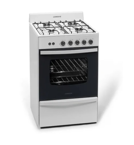 Cocina gas 4H LONGVIE 12331B Blanca-luz-encendido