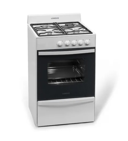 Cocina gas 4H LONGVIE 13231BF Blanca-horno c/visor