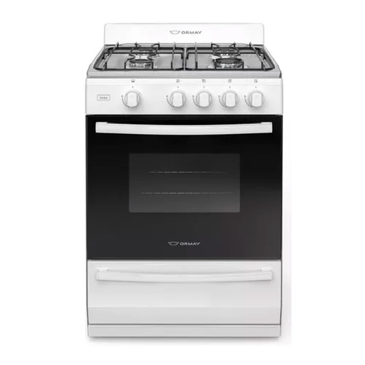 Cocina gas 4H Ormay INOX blanca con encendido