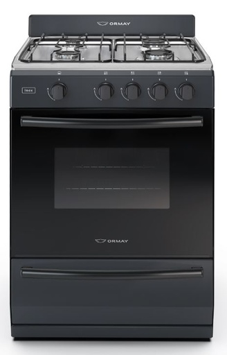 Cocina gas 4H s/enc INOX Ormay negra