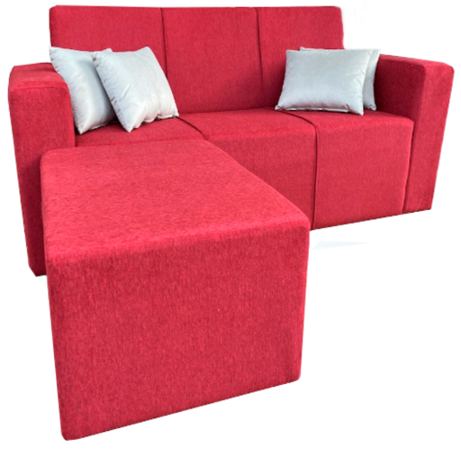 Living SF LL Caracas 3+puf pana rojo 
