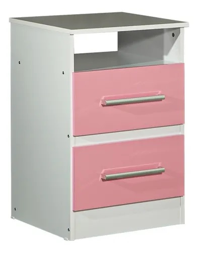 Mesa de luz MM fortaleza 47x72x41 rosa bco/Terminado