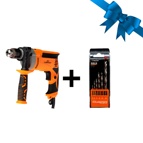 Taladro Percutor 13mm 710w TPL710-8 + juego de mecha p/metal JMHSS6PZ-9 lusqtoff 