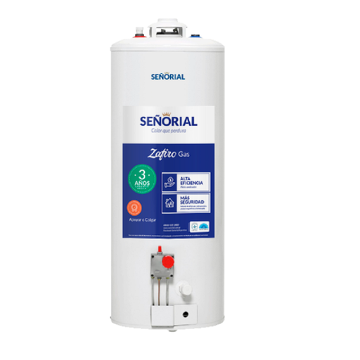 Termotanque gas 85lts Zafiro Señorial TSZP1-85 Blanco carga superior 