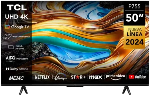 TV 50" 4K Smartv 50P755 TCL - Negro