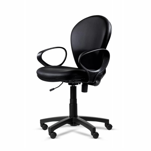 Silla giratoria Oficina Regulable milenium c/apoya brazos cuerina negro base plastico