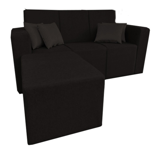 Living SF LL Caracas 3+puf pana - negro 