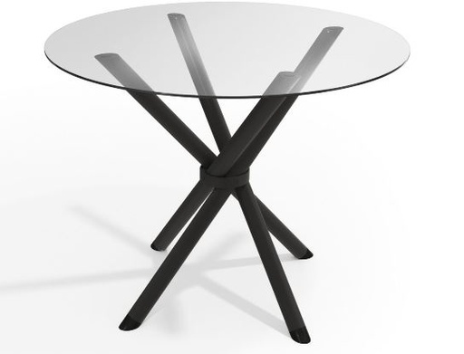 [M008-PRF] Mesa Redonda Vidrio 95cm base Negra Delos-TAV9561-IN/M008-PRF