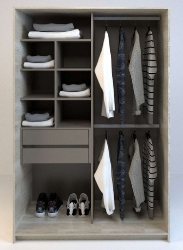 [6511-NCG] Vestidor 1.20cm Tables 2 cajones nevado/gris alto1,83 cod.6511/Terminado