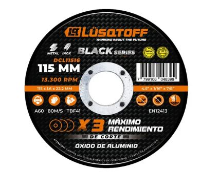 [DCL11516] Disco Corte 115 Mm X 1,6 Mm Lüsqtoff Para Amoladora caja x50 un DCL11516